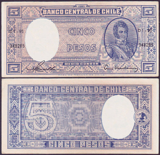 1958-59 Chile 5 Pesos L000838
